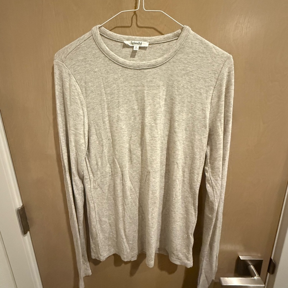 Splendid Gray Long Sleeve Tee Soft Knit Casual